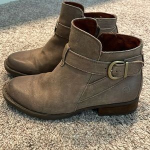 Born Jorgette Distressed Gray Suede Ankle Boots